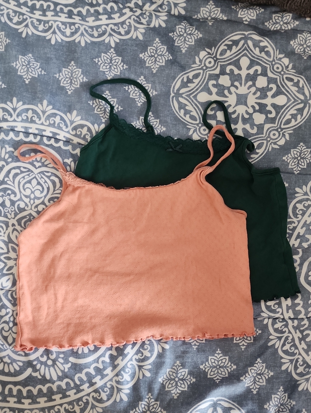 American Eagle Outfitters Peach And Green  Spaghetti-Strap Cami Size Medium